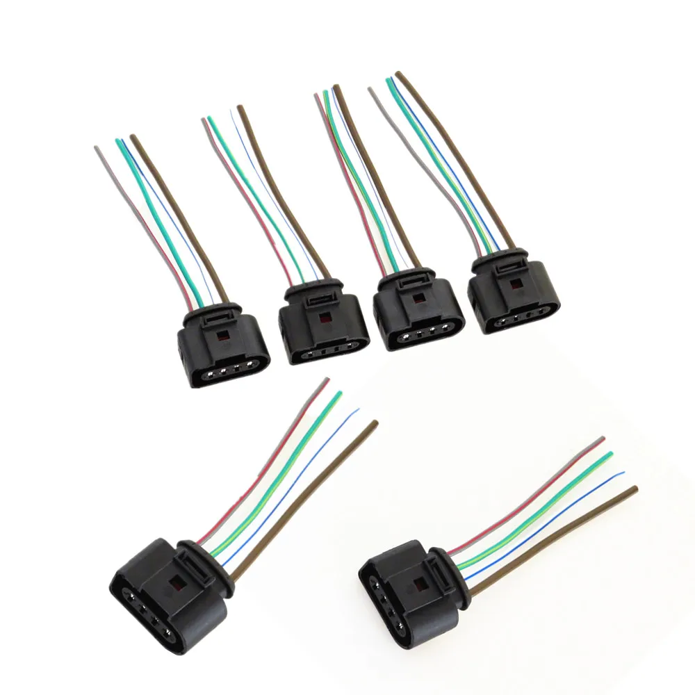 Tuke Qty6 Engine Ignition Coils Plug Pigtail Connector For Vw Passat B5