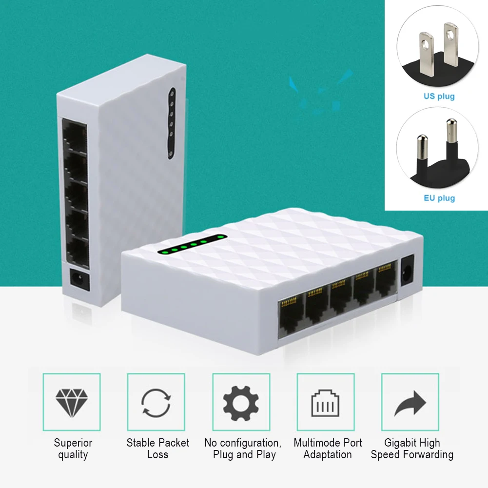 5 портов Fast Ethernet концентратор Настольный сетевой переключатель база гигабитные аксессуары мини общежития домашний мониторинг пластиковый адаптер LAN