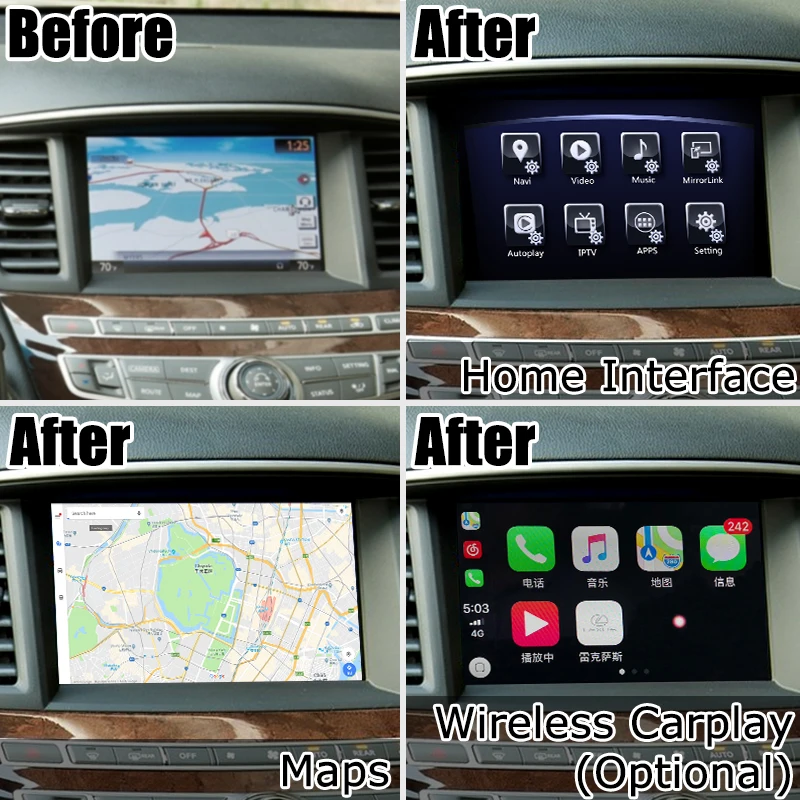 Android/carplay интерфейсная коробка для Infiniti QX60 Pathfinder R62 видео интерфейсная коробка с gps навигацией waze по lsailt