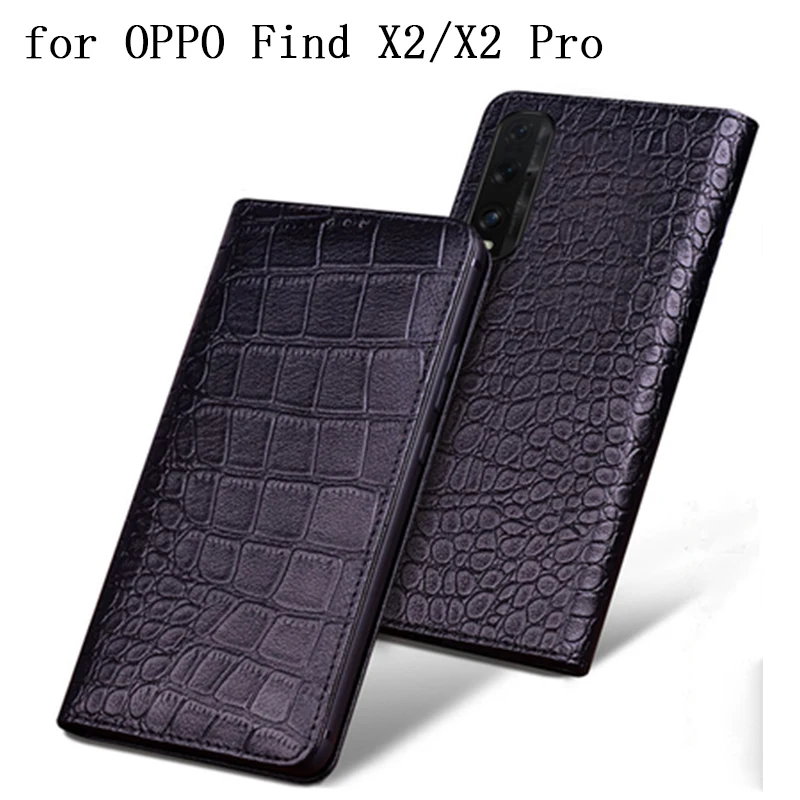 

Fashion Crocodile Phone Case for OPPO Find X2 Genuine Leather Cover OPPO Find X2 Pro X2Pro Flip Shell Skin FindX2 Funda capa