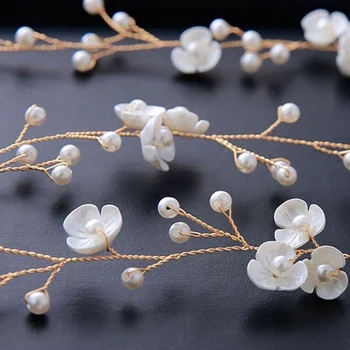 Crystal Headbands Wedding Hair Accessories Handmade Floral Pearl Rhinestone Headwear Hair Ornament For Bride Girls 5