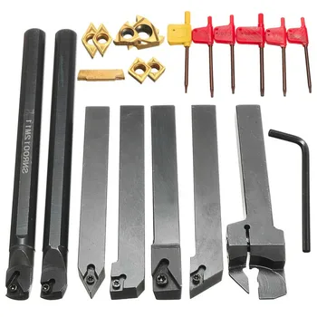 

7Set DCMT CCMT Carbide Insert with 12mm Shank Lathe Turning Tool Holder Boring Bar and Wrench Good Low Temperature Impact