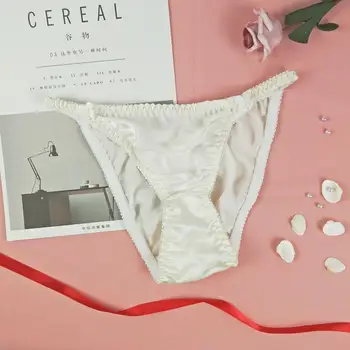 

100% Milk Silk Smooth Soft Lingerie Panties Ladies Seamless Women Breathable Plus Sexy Satin Underwear S-XXL Panties Size B T4E6