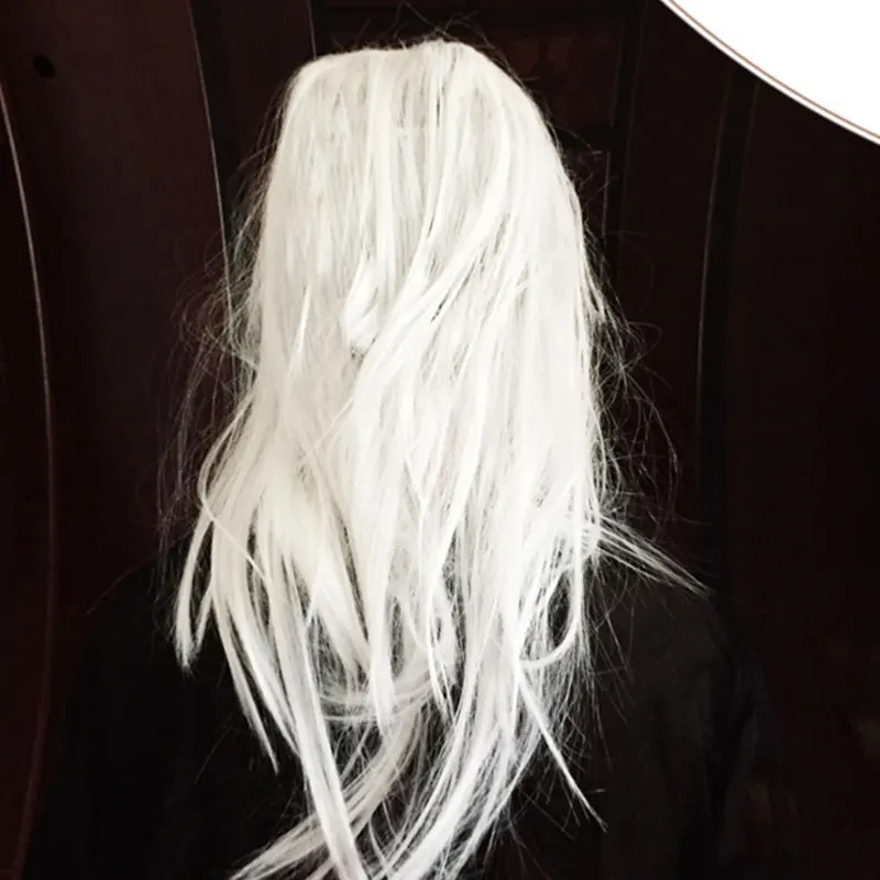 Women Girl Pullover Horror Mask White-haired Witch Mask Halloween Cosplay Costume Props