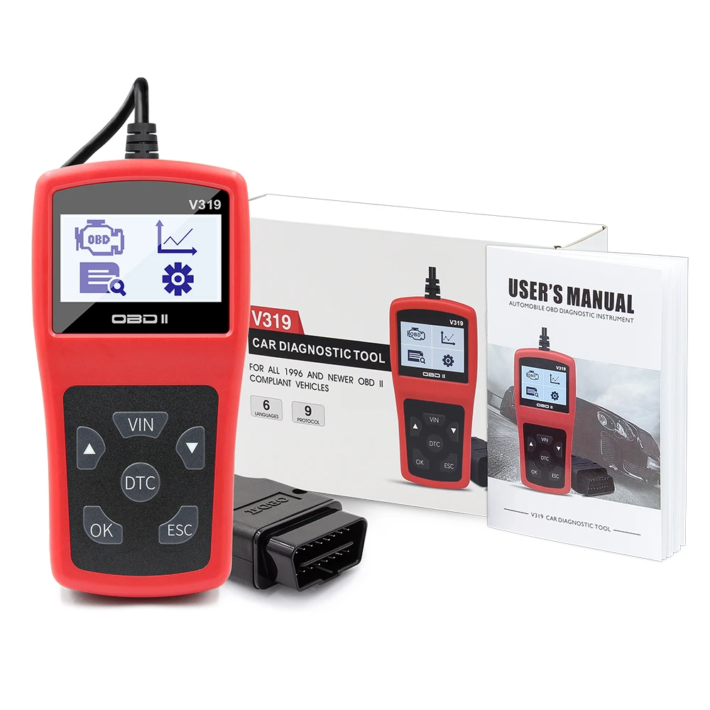 Несколько языков V319 код ридер OBDII EOBD чтение чистый код ошибки OBD OBD2 ELM327 Авто диагностический инструмент сканер
