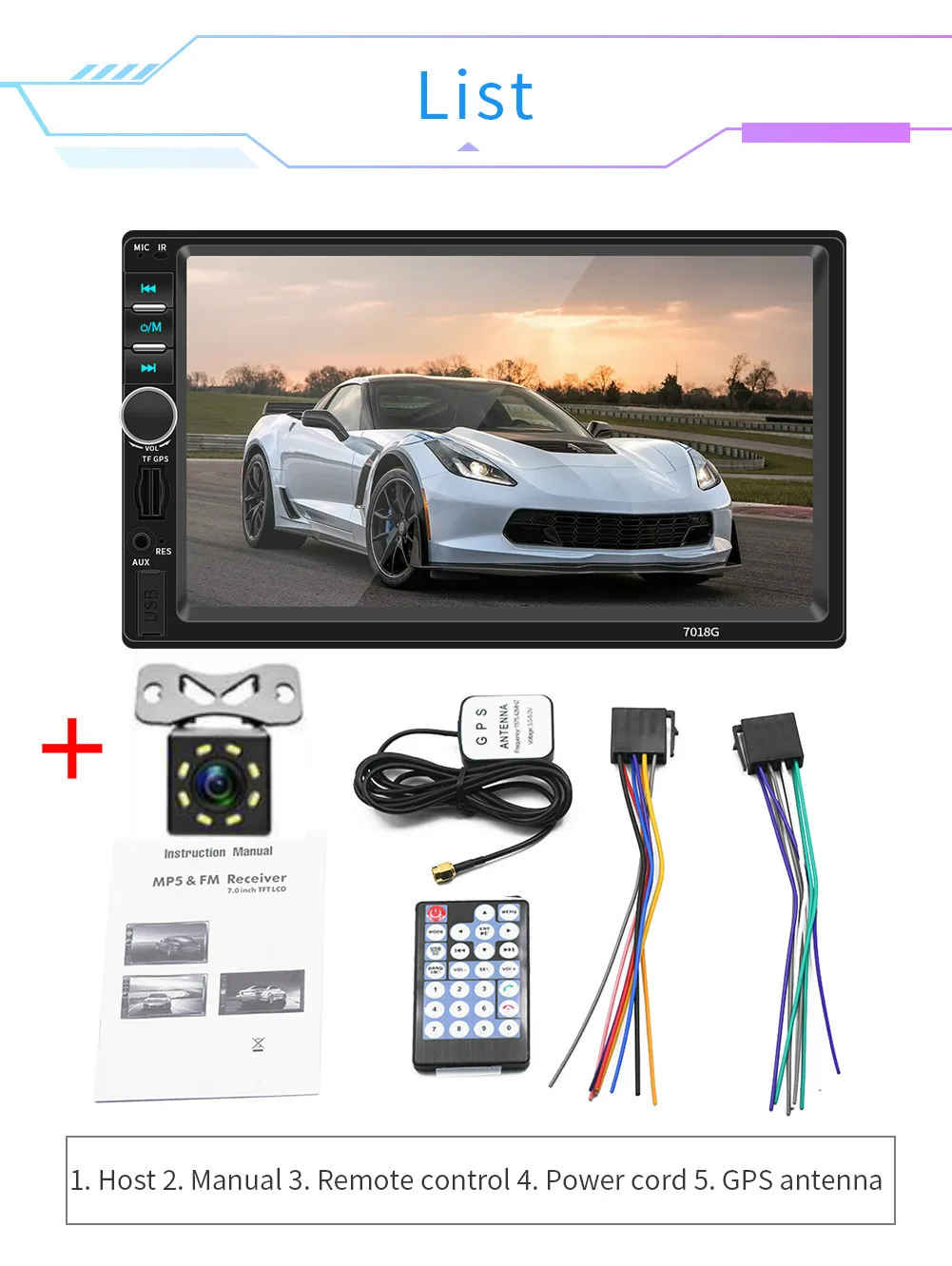Авторадио " 2DIN автомобильный стерео радио gps Nav Bluetooth MP5 FM плеер+ телефонная связь+ 8G карта+ камера - Цвет: GPS with 8LED cam