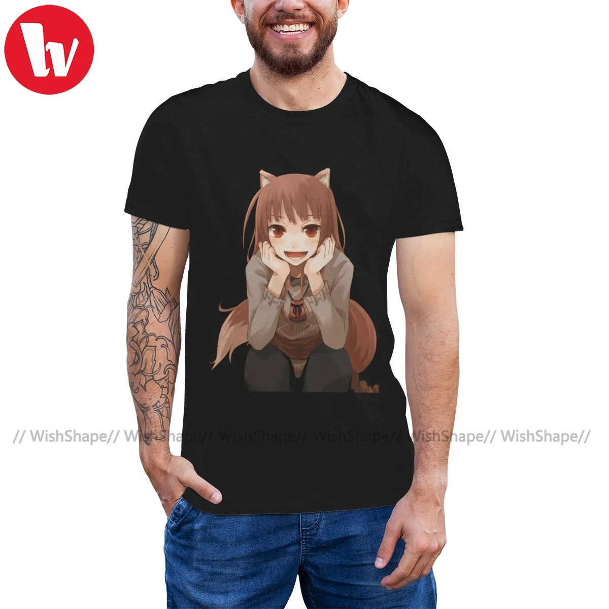Футболка Holo Happy Horo Spice And Wolf модная футболка с коротким рукавом Милая