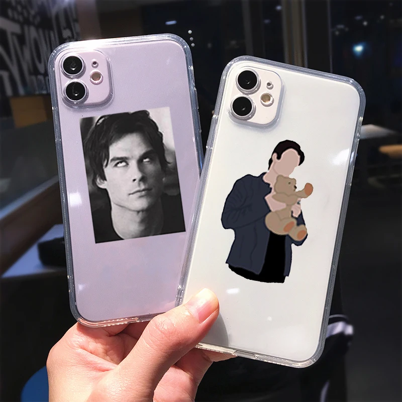 Прозрачный чехол для телефона с изображением дневников вампира Дэймона iPhone 11 12 Pro