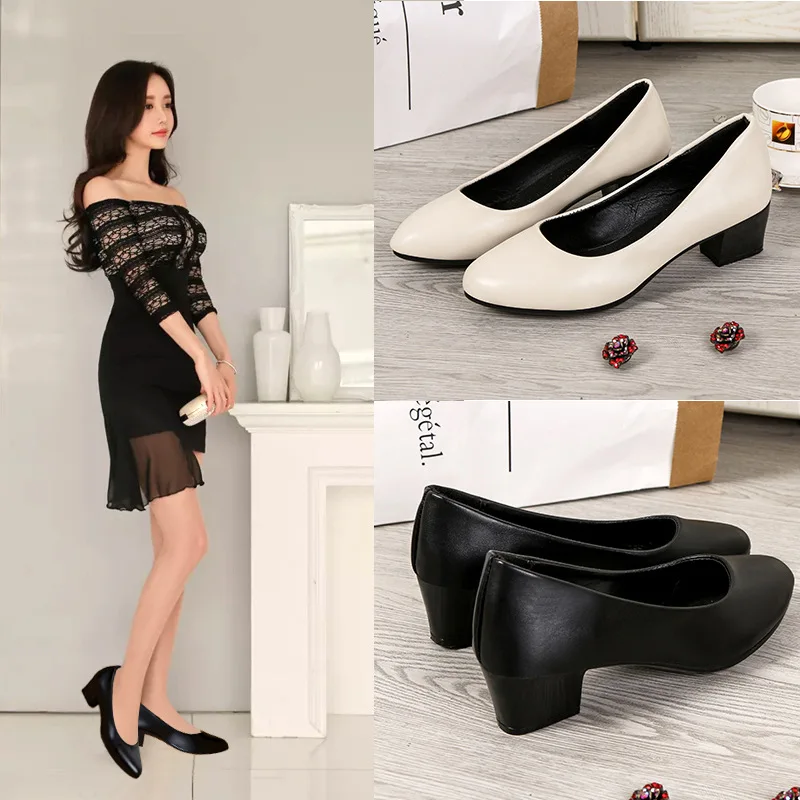 

2018 Autumn New Style Korean-style-Style round Shallow Mouth Shoes Low Heel Fashion WOMEN'S Shoes Versatile Work Shoes Cool GIRL