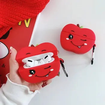 

Red Fruit Style Protective Case Silicone Cover Shell Carabiner for Airpods Pro