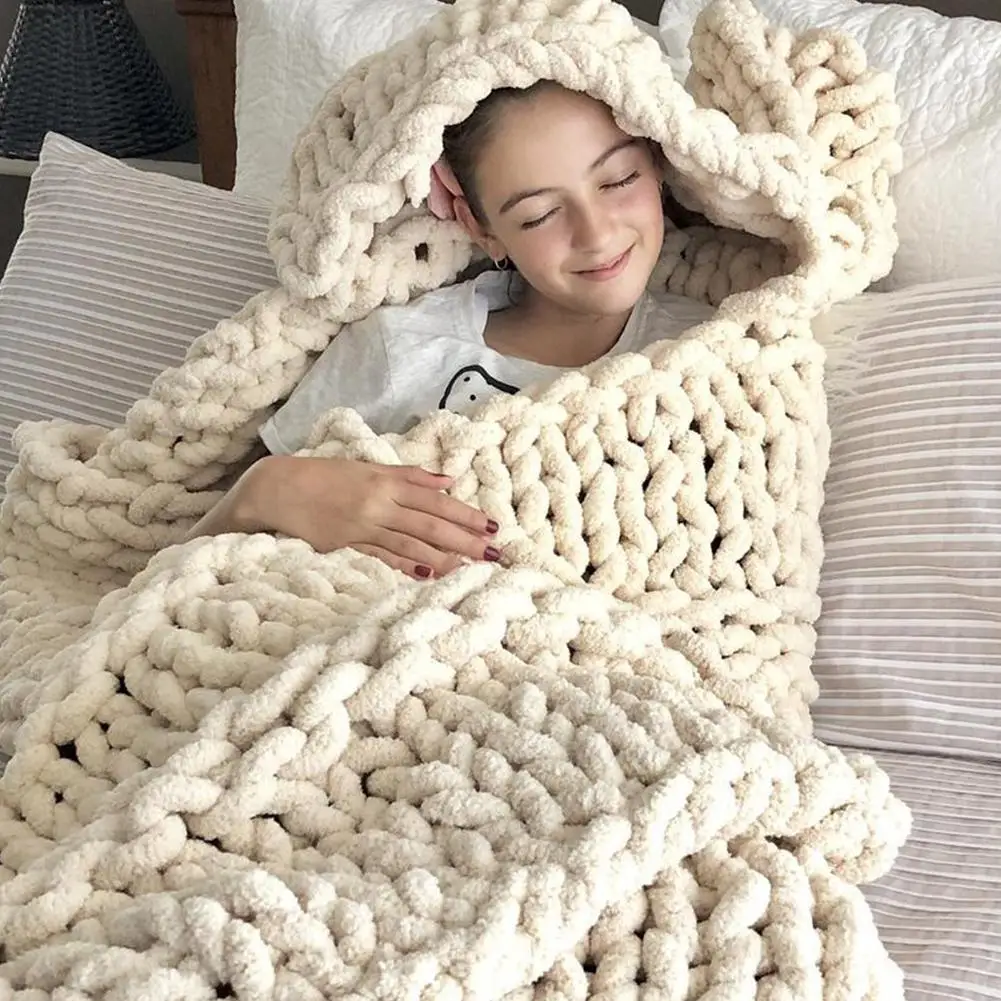 Studyset одноцветная шенилловая Пряжа Вязание теплое одеяло для использования в течение всего года