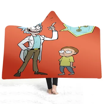 

Cartoon Rick and Morty Sherpa Fleece Blanket Hoodie Kids Wearable Plush Throw Funny Character Print Sofa Nap Blanket Bed Cover