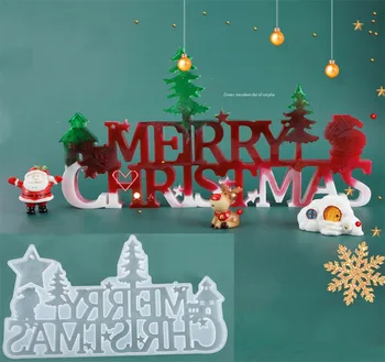 

1PC Merry Christmas Decor Wish Silicone Jewelry Casting Mold Resin Epoxy Mould Craft Tool Party Decoration Festive Party Gift
