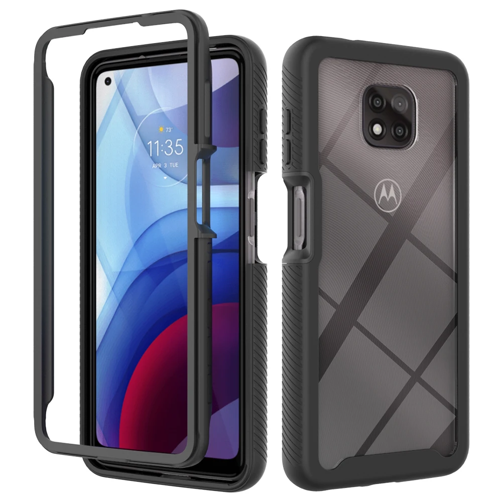 Гибридный чехол 2 в 1 с полной защитой для Motorola G Power 2021 ударопрочный кристально