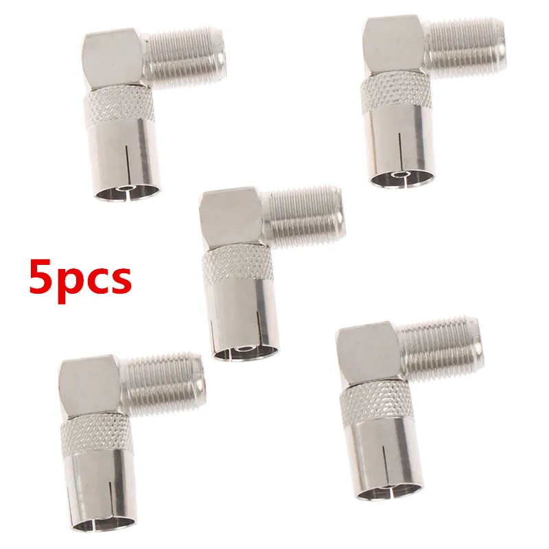 

5pcs/lot RF Coaxial 90 Degree Right Angled TV Aerial Cable Connector F Female to TV Female Plug to Female Socket