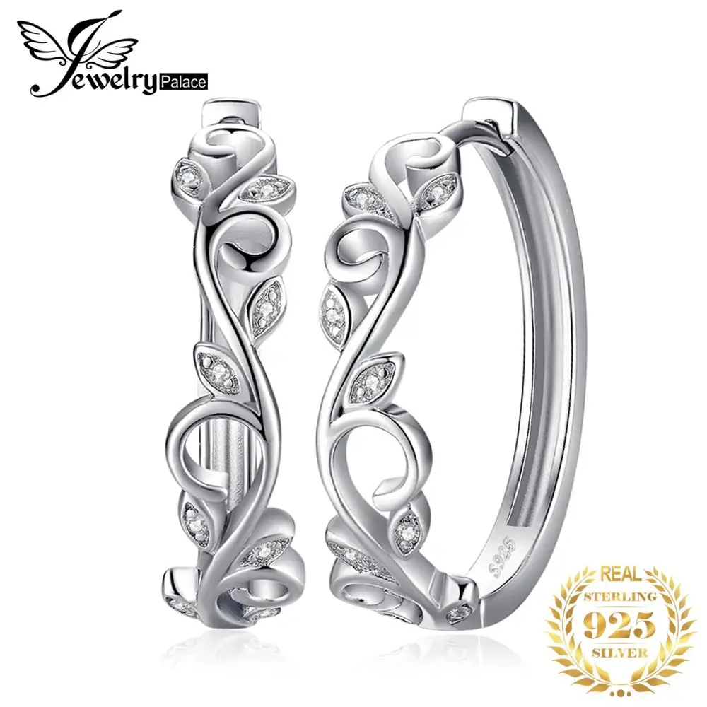 Женские серьги клипсы с фианитом JewelryPalace 925 пробы серебряные