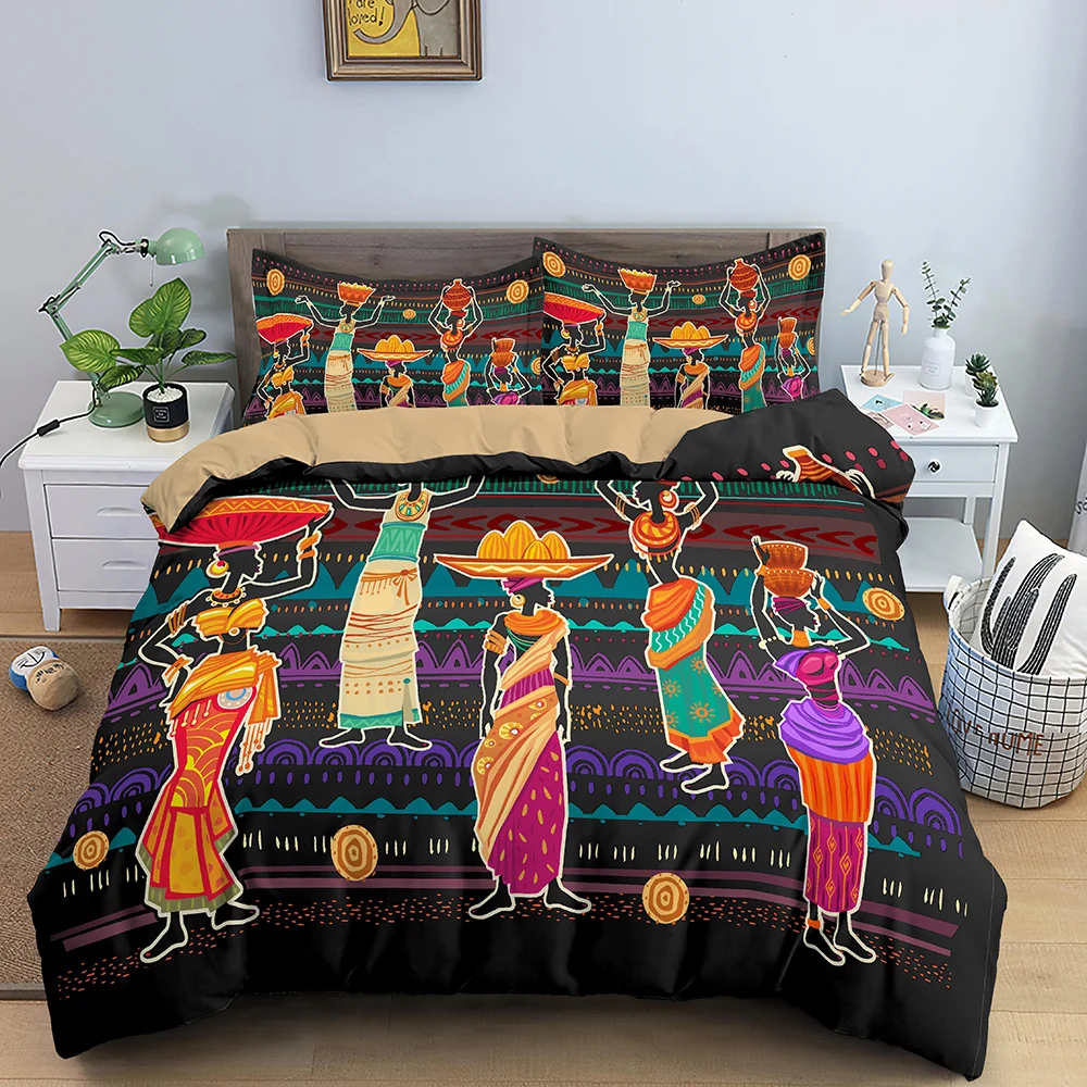 

Ethnic Africa Women Duvet Cover Set Bedding Set Bed Linen Red Orange Home Textile Bedclothes Soft Bed Set Queen/King Size