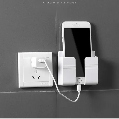 Mounted Organizer Storage Box Remote Control Storage Box Organizer for TV Mobile Phone Holder Power Plug Charging Stand