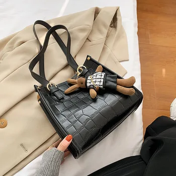 

Pure Color Plaid Pattern Pu Material Ladies Shoulder Bag Fashion Simple Girl Tote Bag 2020 All-match Ladies Commuter Handbag