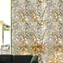 Без клея статическая 3D стеклянная пленка защита окружающей среды ПВХ круглый светильник кусок окна преломления Bling стекло окно