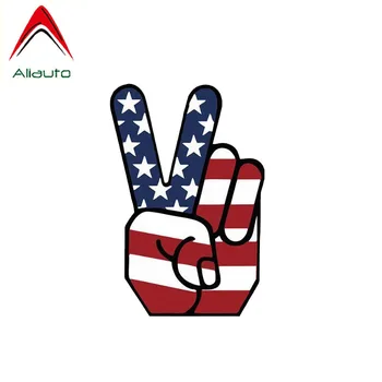 

Aliauto Personality Car Sticker American USA Flag Peace Victory Gesture Accessories PVC Decal for Seat VW Nissan Suzuki,12cm*8cm
