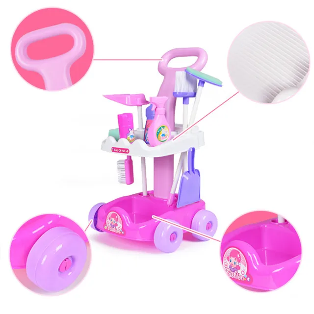 2022 New 1 Pcs/set Pretend Play Toy Simulation Vacuum Cleaner Cart Cleaning Dust Tools Baby Kids Play House Doll Accessories Toy 5