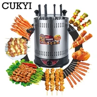 CUKYI Electric Grill 6/8/10 sticks Automatic revolving Vertical Grill Timing Barbecue tools smokeless Mutton BBQ Skewers machine 2