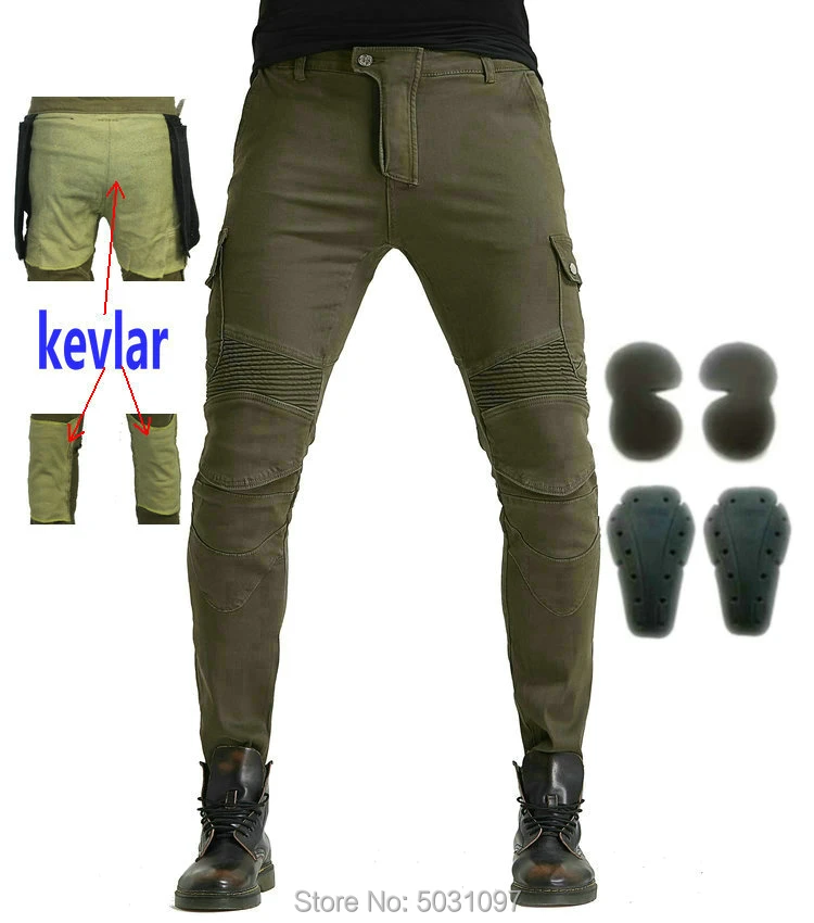 Loong Biker moto rcycle ridinJeans moto knight повседневные велосипедные брюки Кевлар износостойкие moto r брюки армейский зеленый - Цвет: pants N bpads