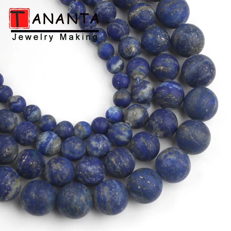 Бусины Из Натурального лазурита AAA матовые бусины из синего камня для