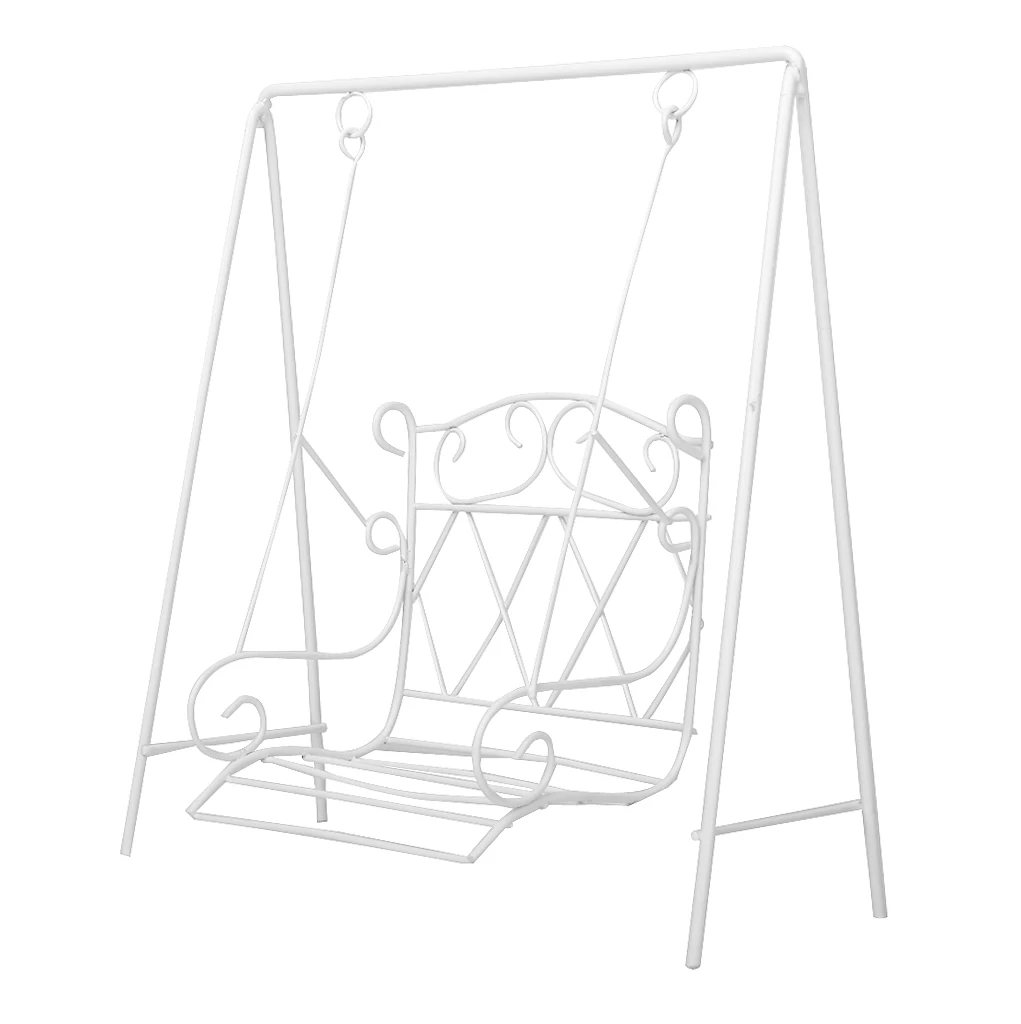 1/12 Scale Dollhouse Miniature Garden Metal Swing Rocking Chair White Dolls House Decor 1/12 Scale Dollhouse Miniature Garden Metal Swing Rocking Chair White Dolls House Decor