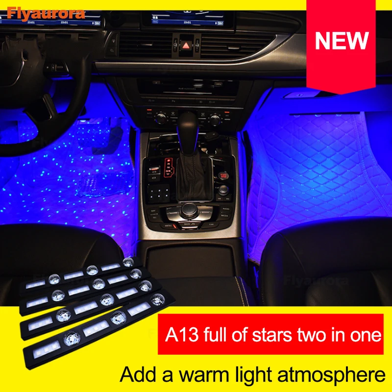 Новая автомобильная лампа для ног, окружающие лампы RGB Usb/беспроводной пульт дистанционного управления/управление музыкой/несколько режимов, декоративный неоновый светильник для автомобильного интерьера