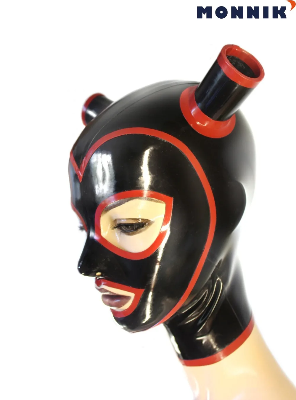 Модная латексная маска от MONNIK с конским хвостом и контрастной отделкой|Комплекты