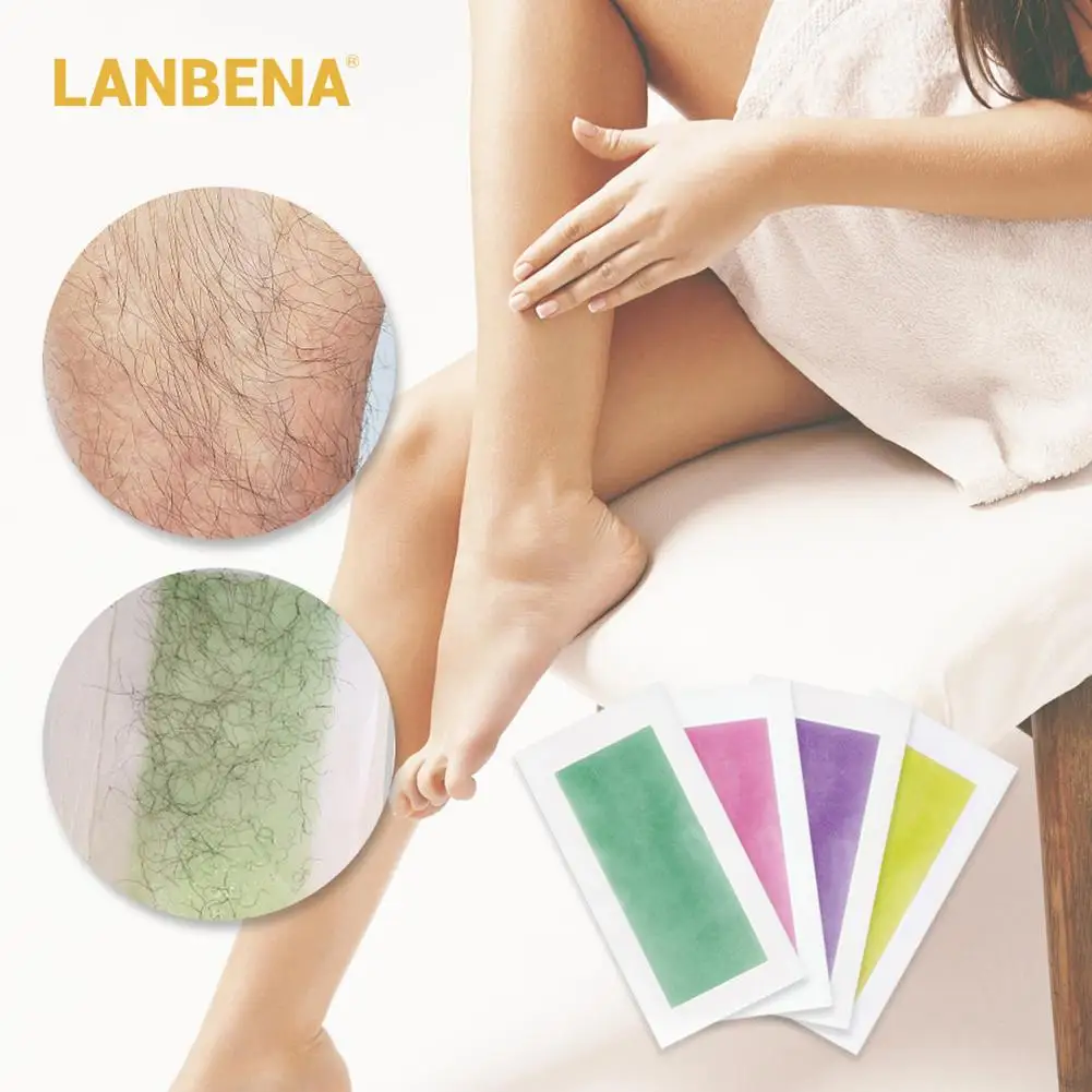 LANBENA 10Pcs Depilation Uprooted Silky Hair Removal Wax Papers Beauty Tool