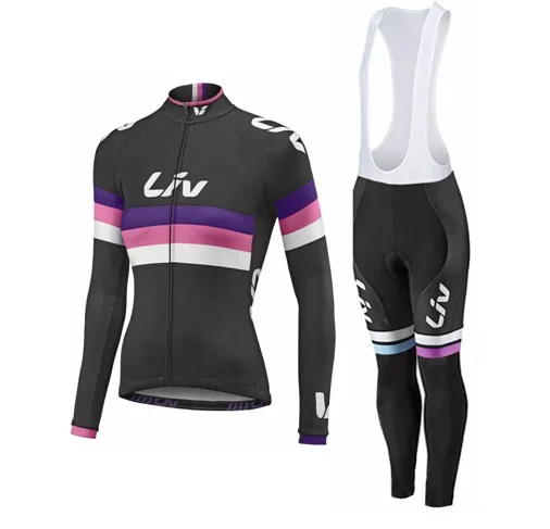 Bib Shorts suit LIV Pro Team Велоспорт Джерси Набор быстросохнущая весна/осень женский длинный рукав Джерси Велоспорт комбинезон Mtb Ropa Ciclismo Hombre - Цвет: Bib Shorts suit