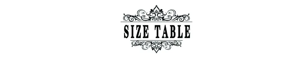 SIZE TABLE