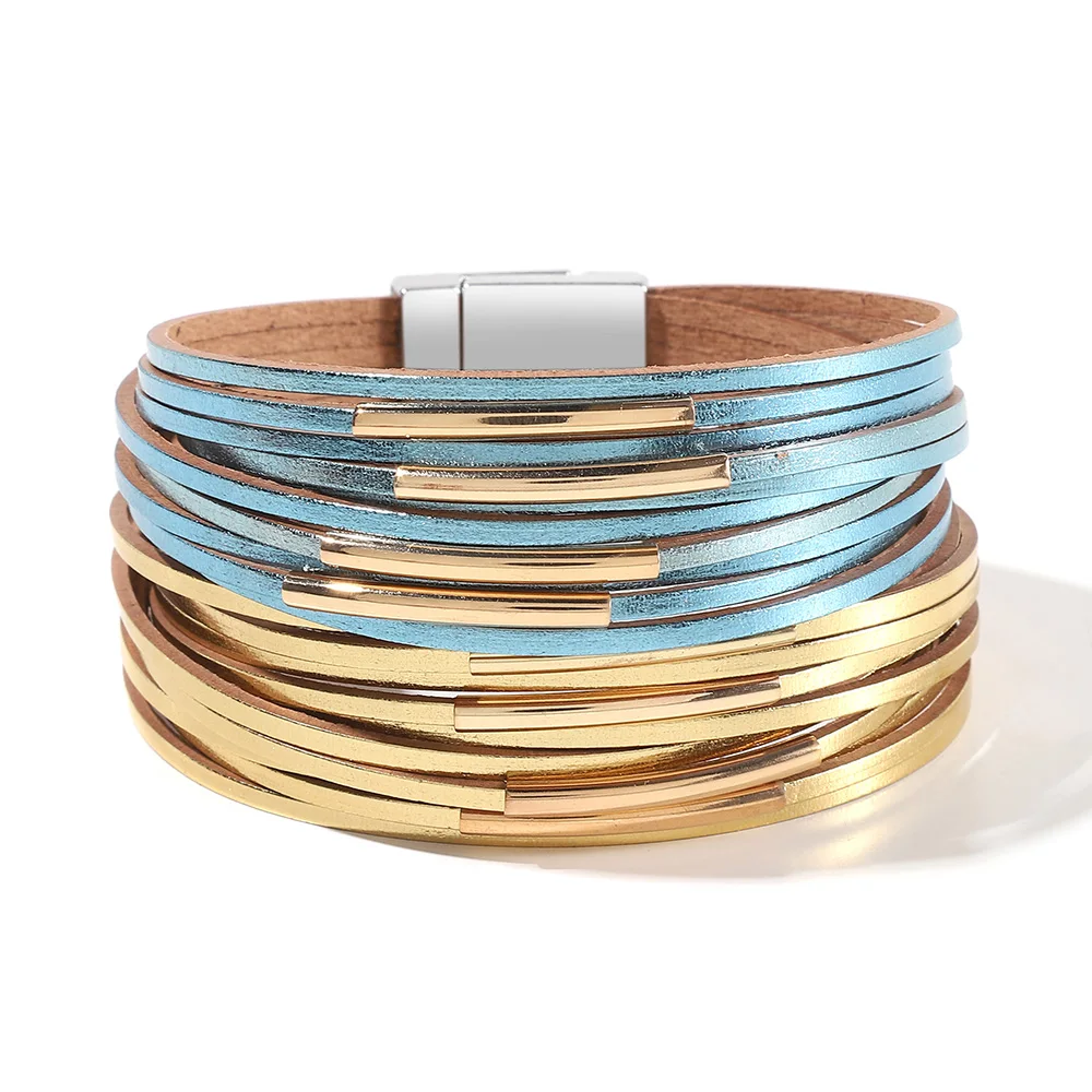 WYBU Four Styles Charm Bracelet for Women Teen Girl Multilayer Wide Leather Wrap Bracelet Jewelry Gift Idea Wristbands Jewelry for leather bracelet charm bracelet