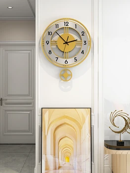 

European Fashion Wall Clock Living Room Round Living Room Mute Metal Wall Decorations Reloj De Pared Home Decoration Bb50