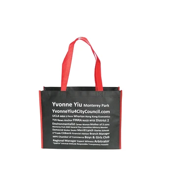 

wholesales 1000pcs/lot Reusable Black Non Woven Shopping Bag with Red Handle Tote Bag Carrier Bag for Shoes Clothes Tradde Show
