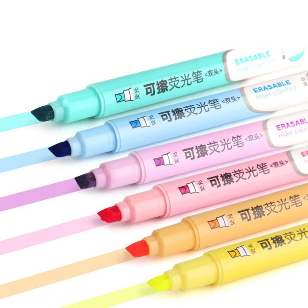 

6pcs Double Head Erasable Highlighter Pen Art Marker Pastel Liquid Chalk Fluorescent Pencil Drawing Stationery School Supplies