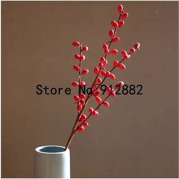 

2020 Christmas Red Fruit Red Jujube Fruit Branch Artificial Flower Holly Fruit Lucky Fruit Custom Wholesale