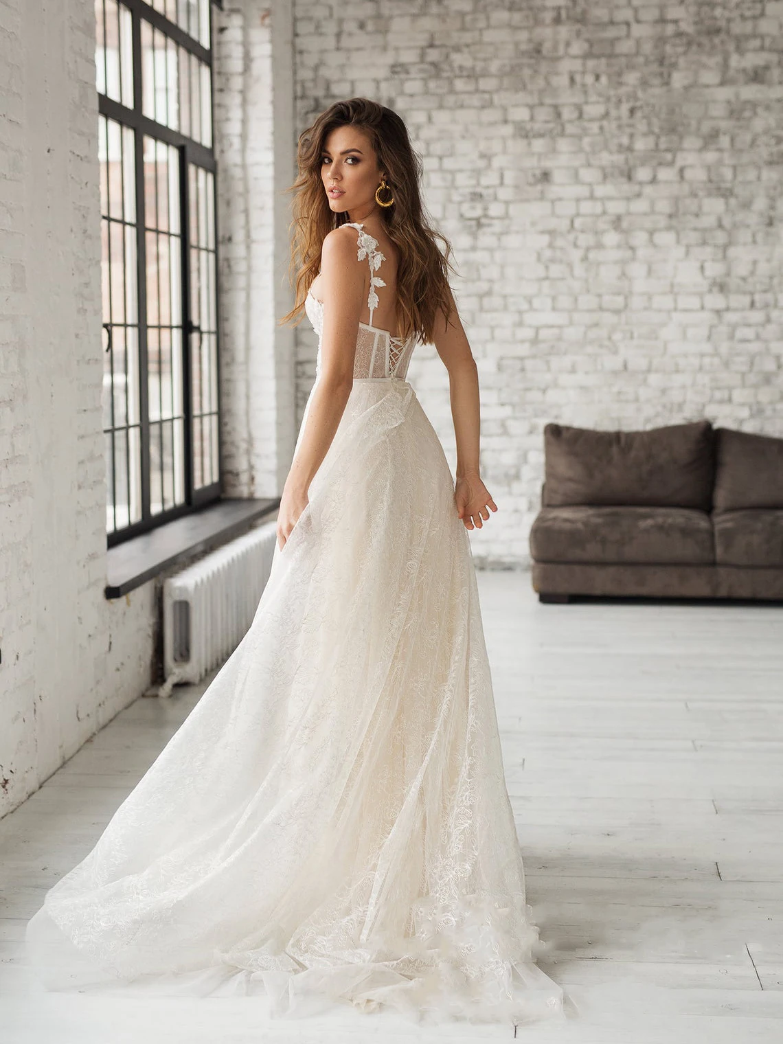Lace Straps Wedding Dress Boning Corset 