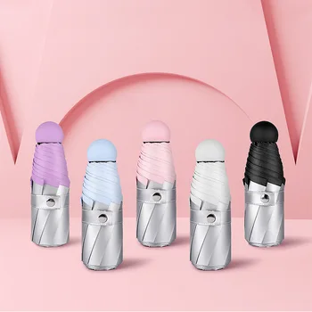 

Mini Pocket Umbrella Women Titanium Silver Glue UV Small Umbrellas Rain Women Waterproof Sun Parasol Convenient Girls Travel