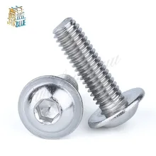 M3 m4 m5 m6 m8 m10 304 de aço inoxidável metade redonda botão flange cabeça com arruela interior hex soquete allen parafusos parafuso