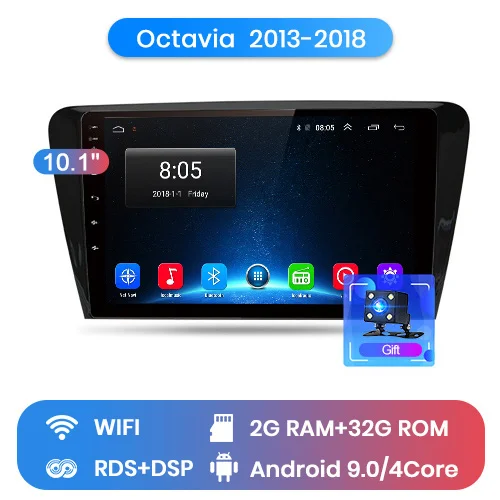 2-32G for wifi Junsun V1 2G+ 32G Android 9,0 для SKODA Octavia 2013- A7 автомобильный Радио Мультимедиа Видео плеер gps RDS 2 din dvd - Цвет: 2-32G for wifi