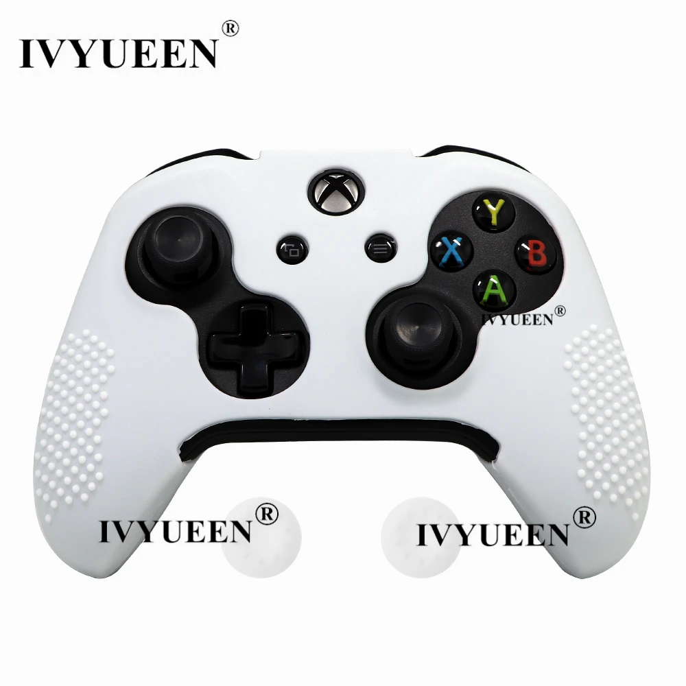 Белый IVYUEEN 14 цветов силиконовый чехол для microsoft Xbox One X S тонкий контроллер Шипованный защитный чехол с ручкой для большого пальца - Цвет: Белый