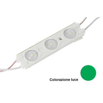 

LEDLUX ML0303V brick module LED 3 SMD 2835 green color 12V IP67 with lens magnification 160 degree SKU-5128