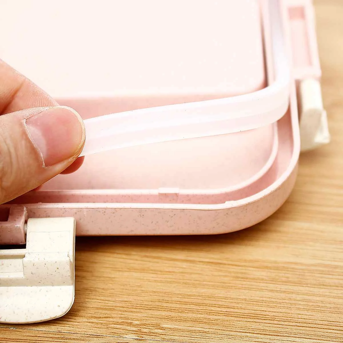 Lunch Box With Fork Spoon Dinnerware Food Storage Wheat Straw Microwave Container School Office Portable Bento Box Phone Holder