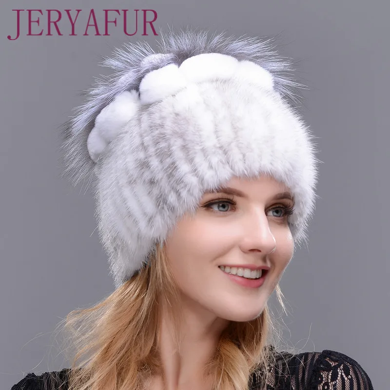 COLOR3 JINBAOSEN Neue stil pelz hut schwarz grohandel nerz fuchs pelz hut Зимняя Теплая Лыжная шапка - Цвет: COLOR3