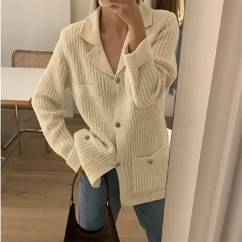 

HziriP Loose Women Cardigans All-Match Stylish Warm 2019 Autumn Streetwear Brief Chic Pockets Soft Casual Knitted Sweaters