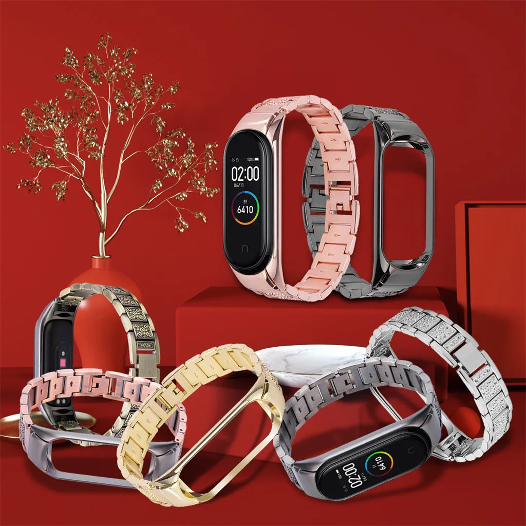Сменный сетчатый ремешок из нержавеющей стали для браслета Xiaomi Mi Band 4 наручных